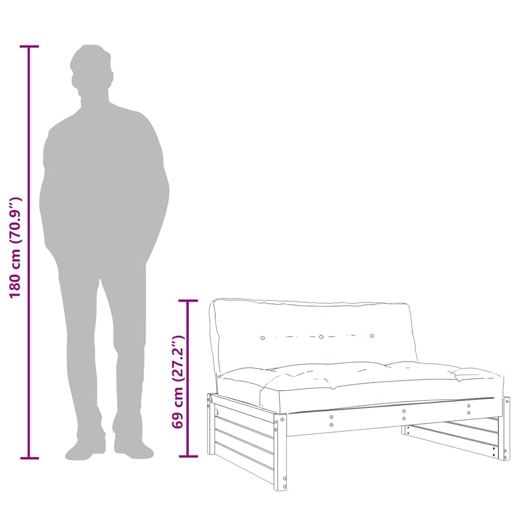 Mittelsofa 120x80 cm Massivholz Douglasie