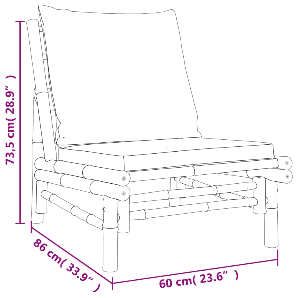 Gartenstühle 2 Stk. mit Dunkelgrauen Kissen Bambus