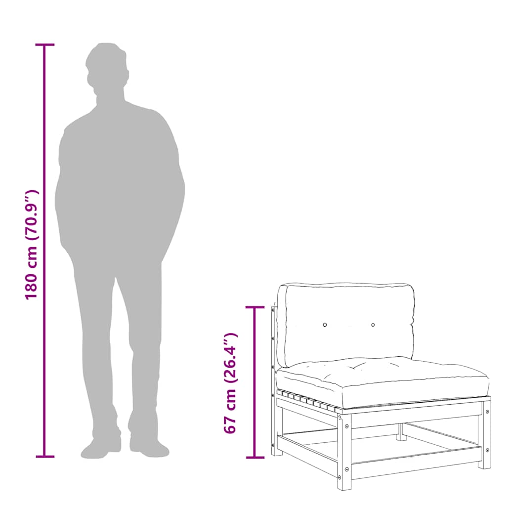 Gartensofas ohne Armlehnen mit Kissen 2 Stk. Massivholz Kiefer