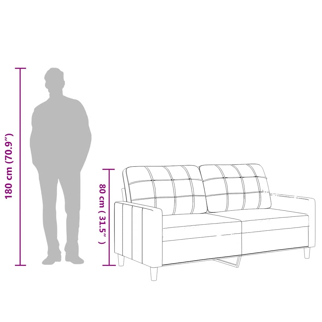 2-Sitzer-Sofa Schwarz 140 cm Kunstleder