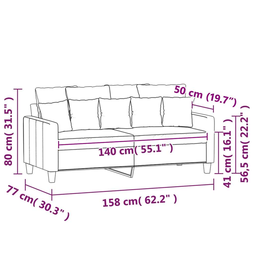 2-Sitzer-Sofa Creme 140 cm Samt