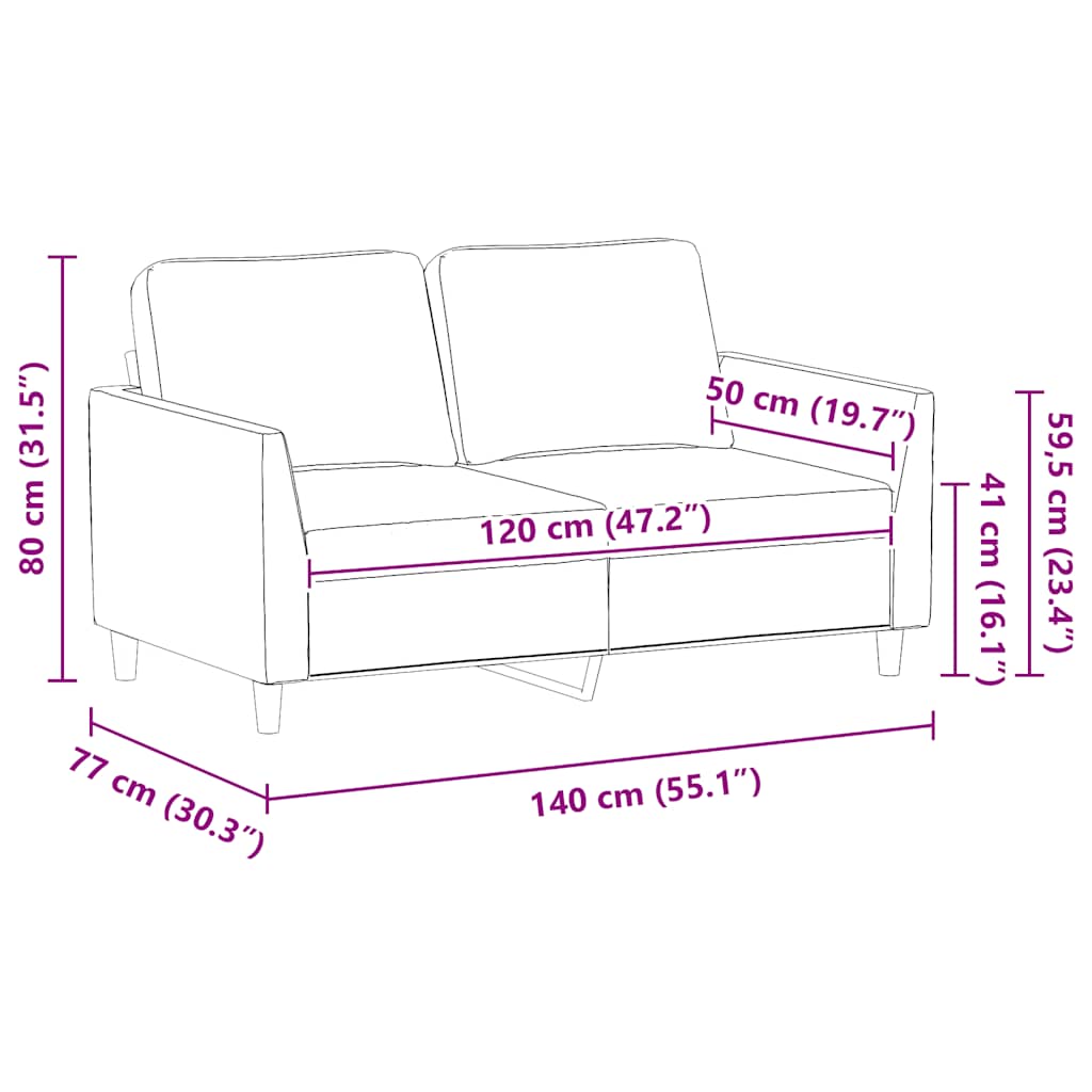 2-Sitzer-Sofa Creme 120 cm Kunstleder