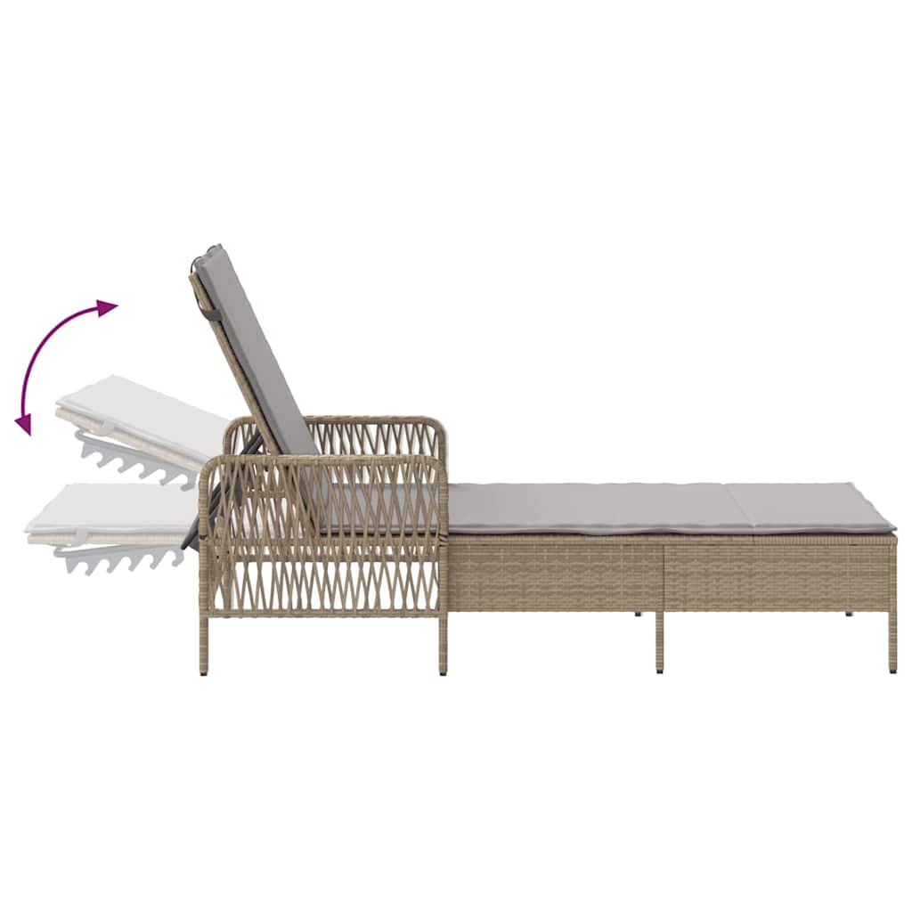 Sonnenliege Beige und Hellgrau 200 x 55 x 92 cm Poly-Rattan