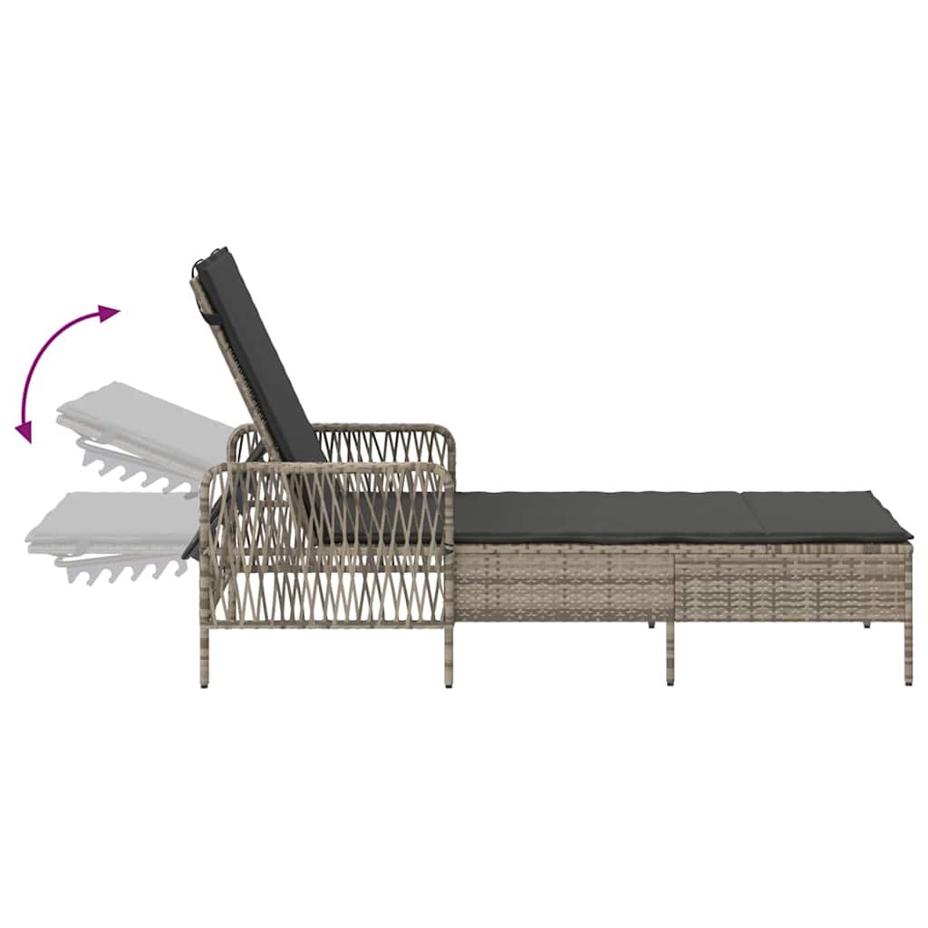 Sonnenliege 3 pcs Hellgrau und Dunkelgrau 200 x 55 x 92 cm