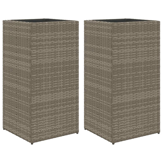 Pflanzkübel 2 Stk. Grau 40x40x80 cm Poly Rattan