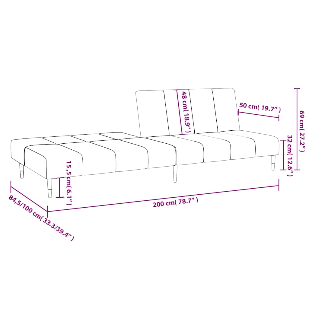 Schlafsofa 2-Sitzer Blau Samt
