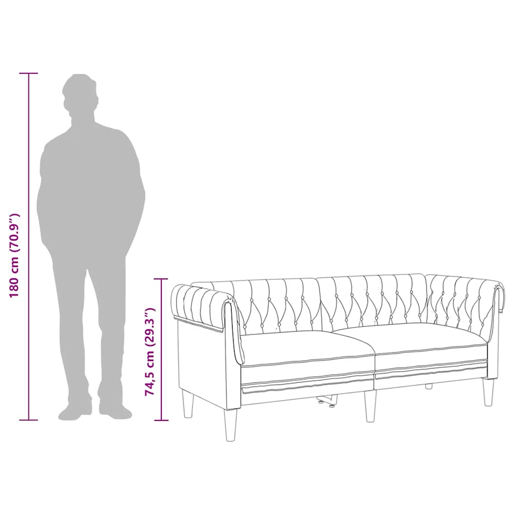 Chesterfield-Sofa 2-Sitzer Dunkelbraun Stoff