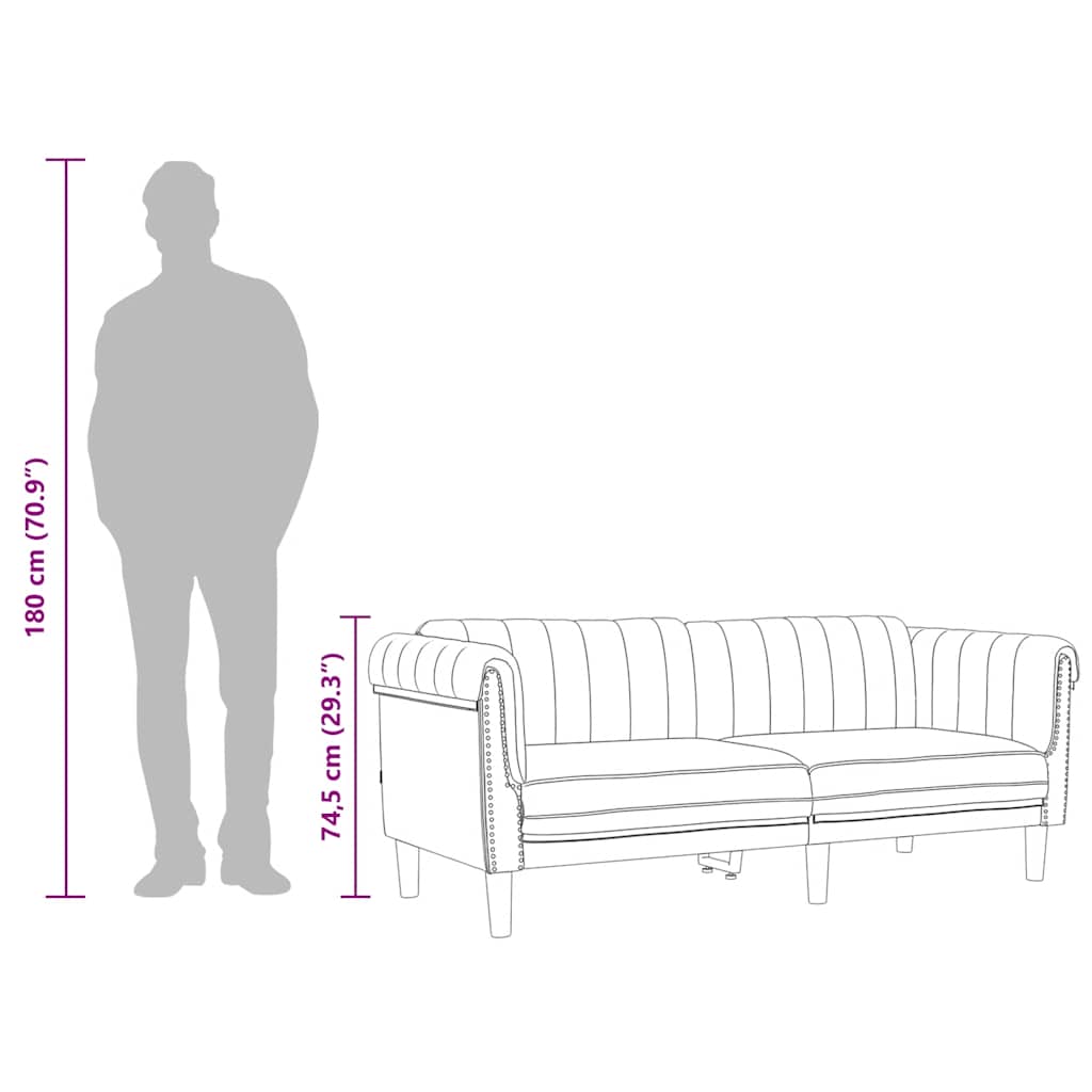 Sofa 3-Sitzer Schwarz Samt