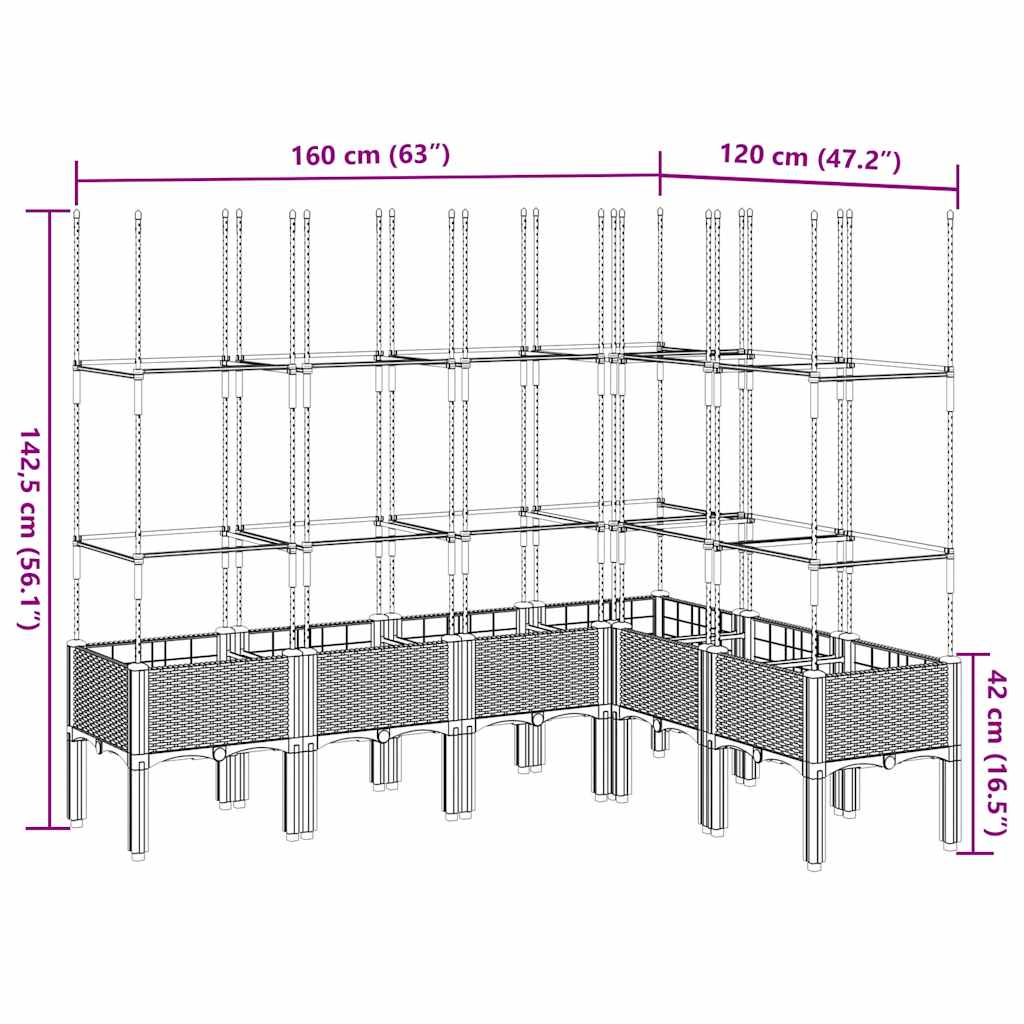 Pflanzkübel mit Rankgitter Braun 160x120x142,5 cm PP
