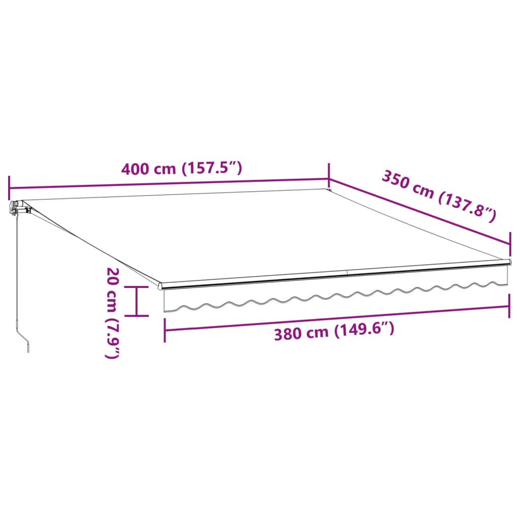 Markise Manuell mit LED Braun 400x350 cm