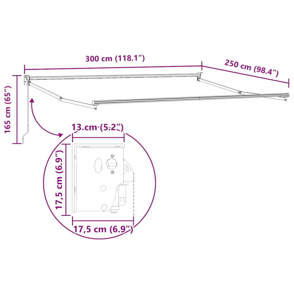 Markise Einziehbar Anthrazit und Weiß 4,5x3 m Stoff & Aluminium
