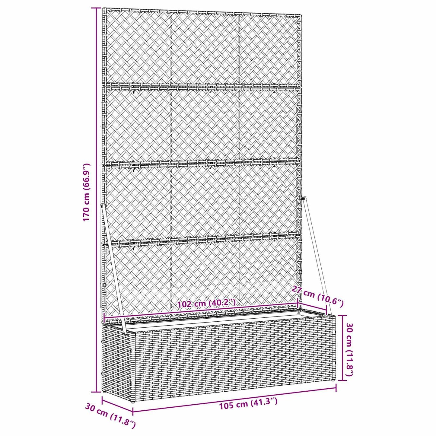 Garten-Spalier-Pflanzer Schwarz 105 x 30 x 170 cm Metall