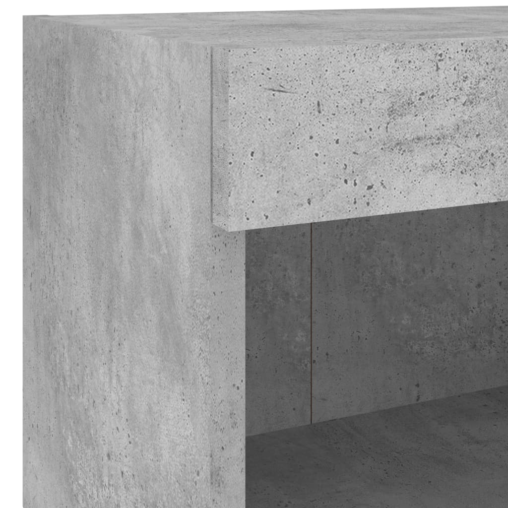 5-tlg. Wohnwand mit LED-Beleuchtung Betongrau Holzwerkstoff