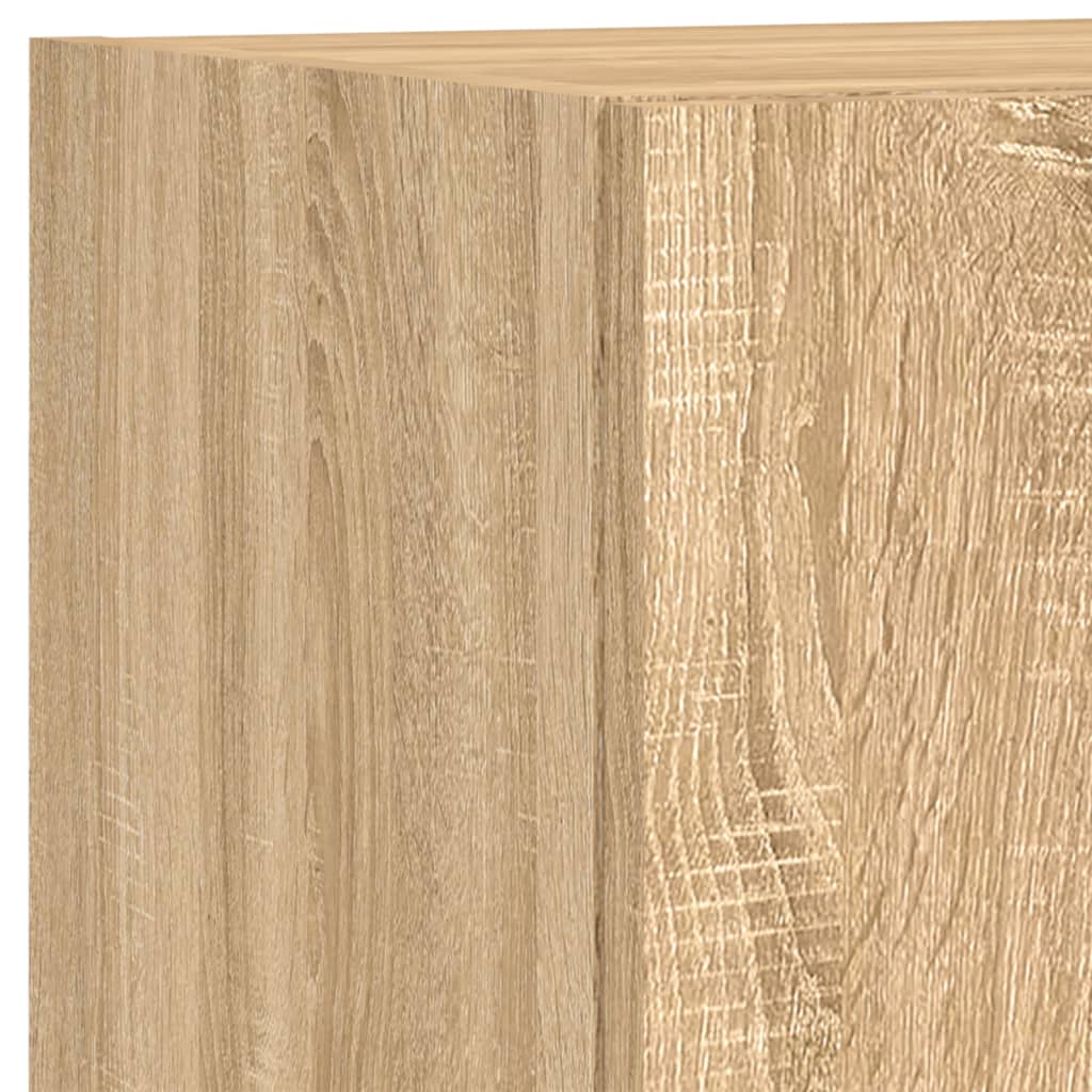 4-tlg. Wohnwand mit LED-Beleuchtung Sonoma-Eiche Holzwerkstoff