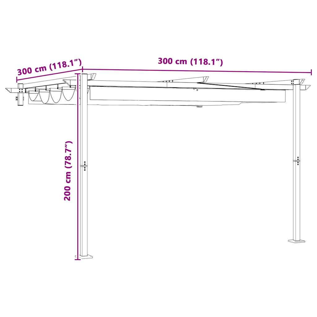 Pavillon Anthrazit 300 x 300 x 200 cm Polyester