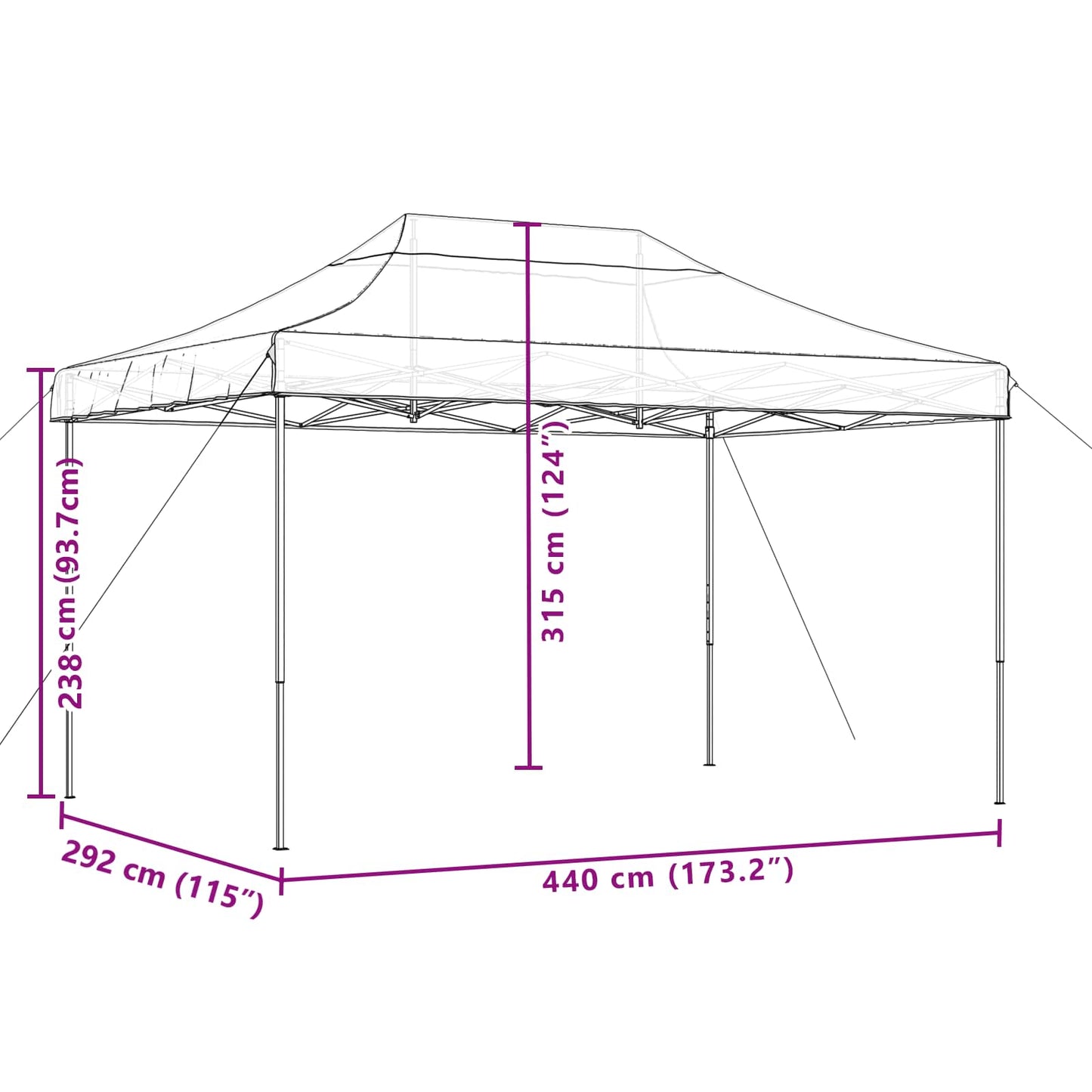 Partyzelt Faltbar Pop-Up Taupe 440x292x315 cm