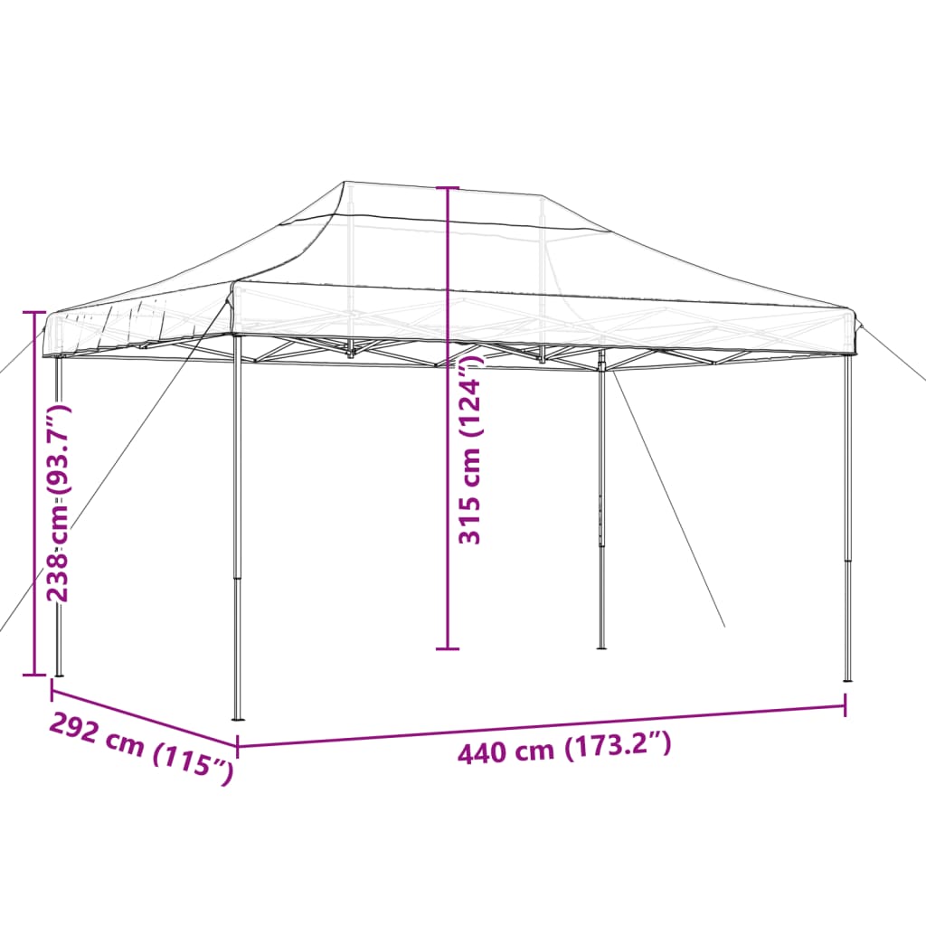 Partyzelt Faltbar Pop-Up Burgunderrot 440x292x315 cm
