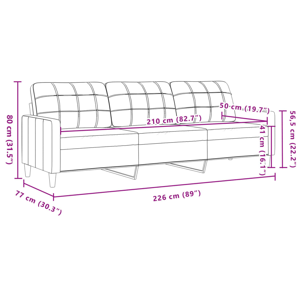 2-tlg. Sofagarnitur mit Kissen Schwarz Samt