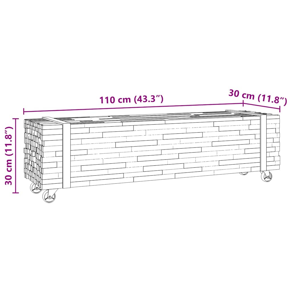 TV-Ständer Braun 110 x 30 x 30 cm Massivholz Teak