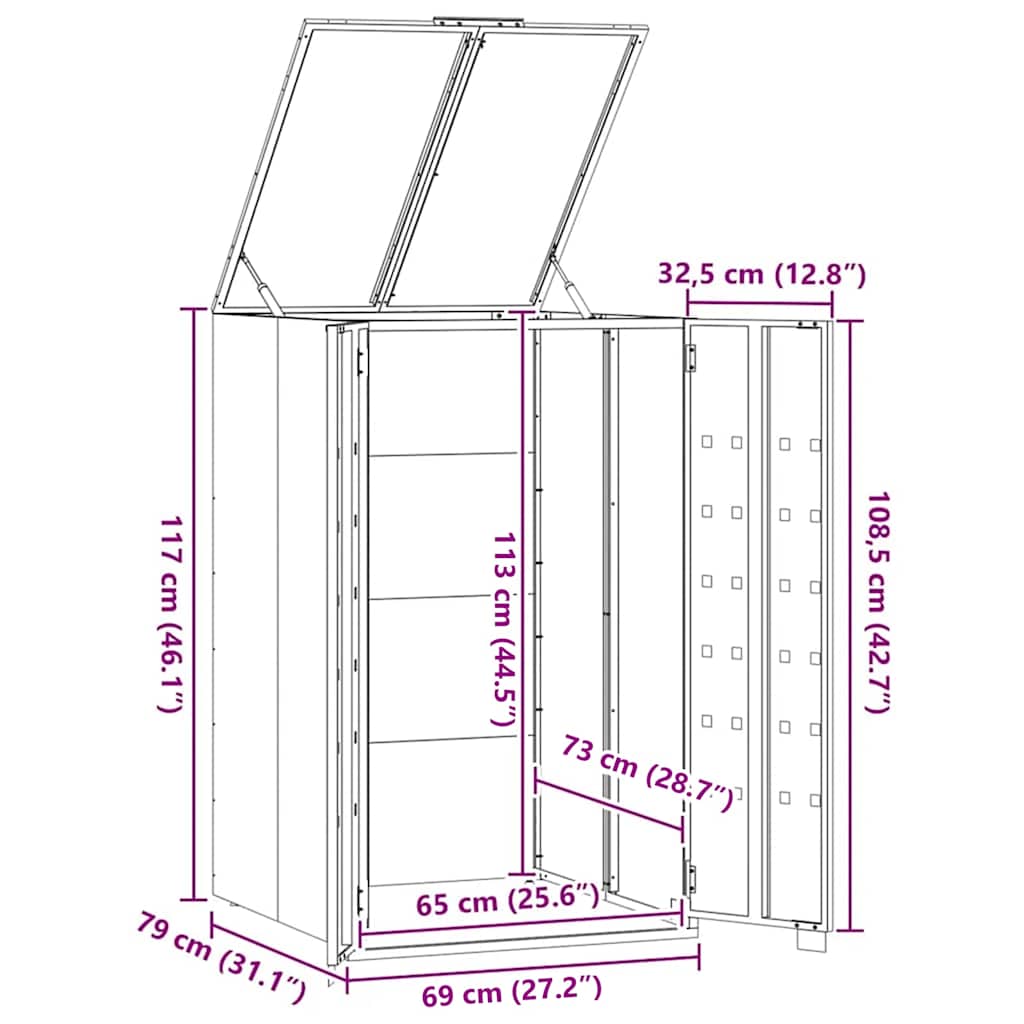Mülltonnenbox für Einzeltonne Anthrazit 69x79x117 cm Stahl