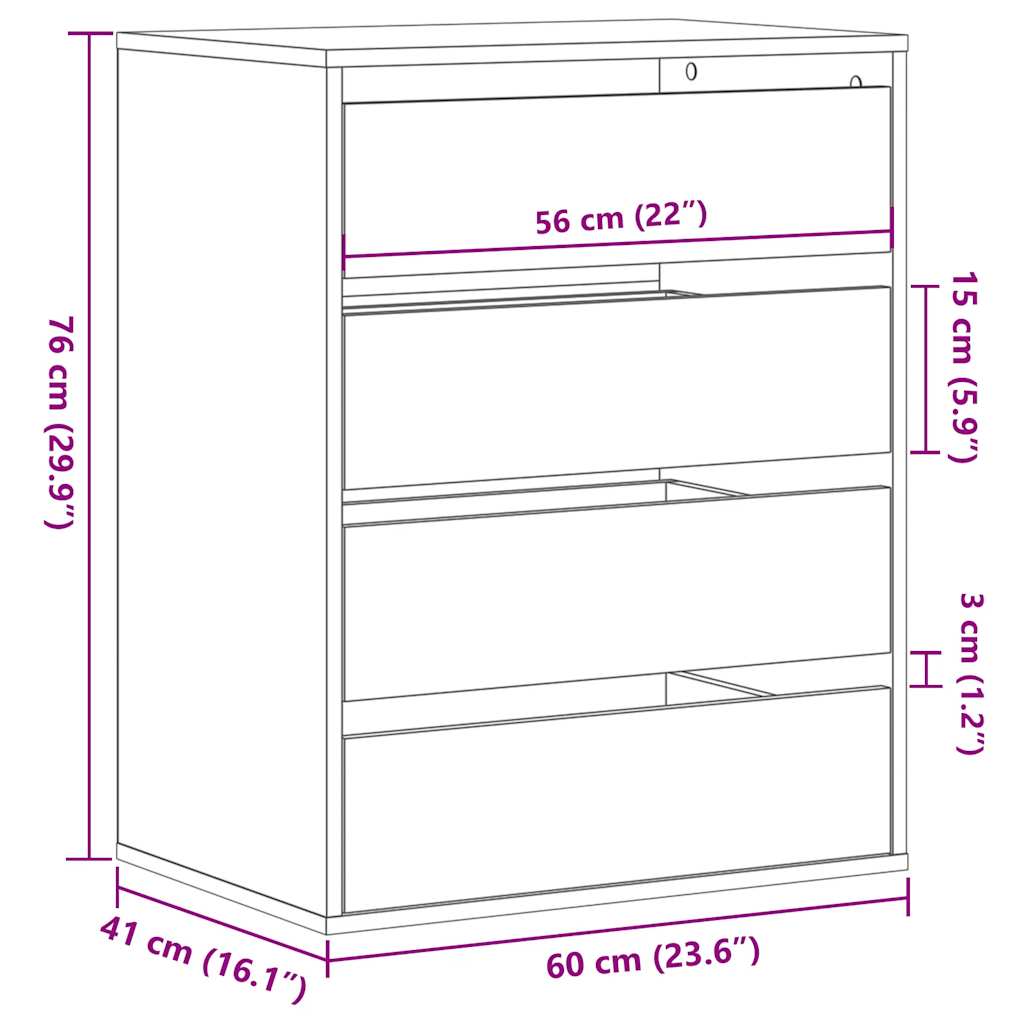 Kommode Schwarz 60x41x76 cm Holzwerkstoff
