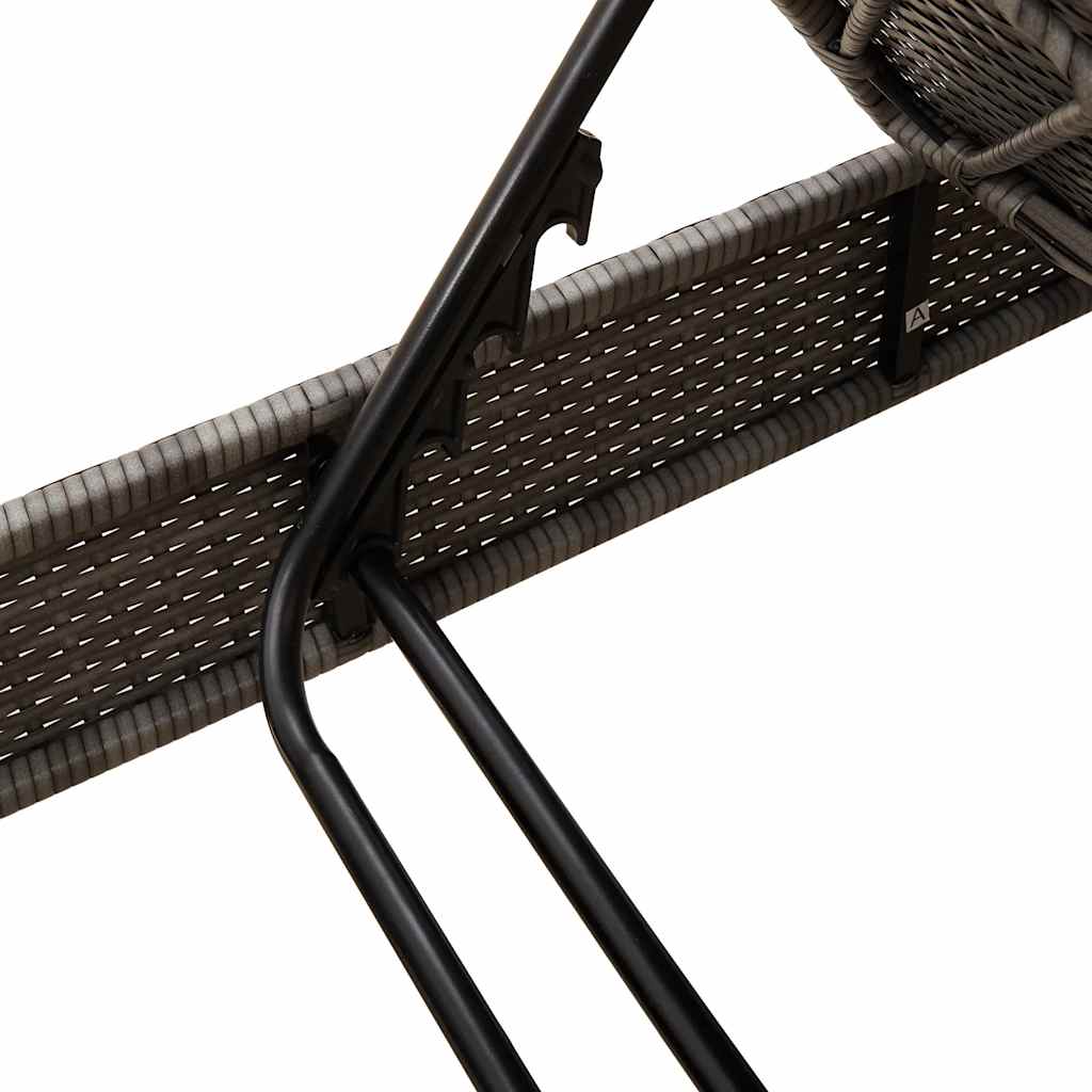 Sonnenliege mit Auflagen Grau 55x200x25,5cm Poly Rattan