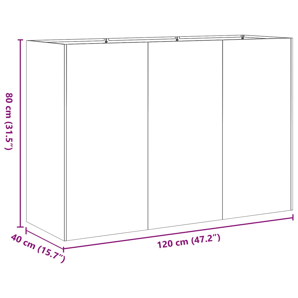 Pflanzkübel 120x40x80 cm Edelstahl
