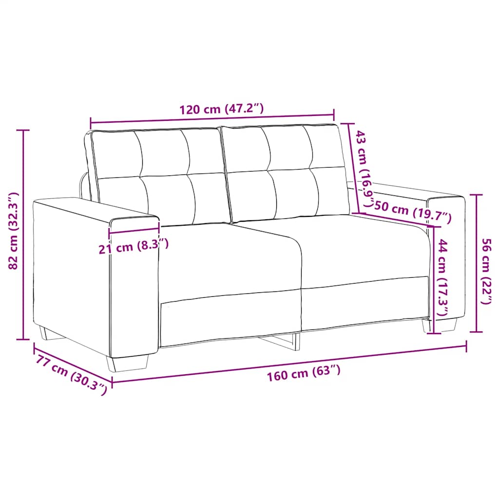Zweisitzer-Sofa Schwarz 160x77x82 cm Samt
