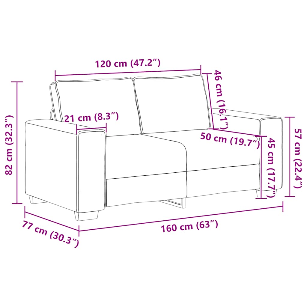 2-Sitzer-Sofa Schwarz 160x77x82 cm Stoff