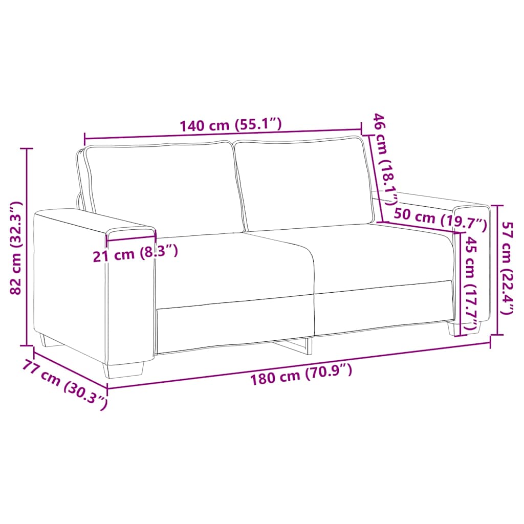 2-Sitzer-Sofa Hellgrau 180x77x82 cm Stoff