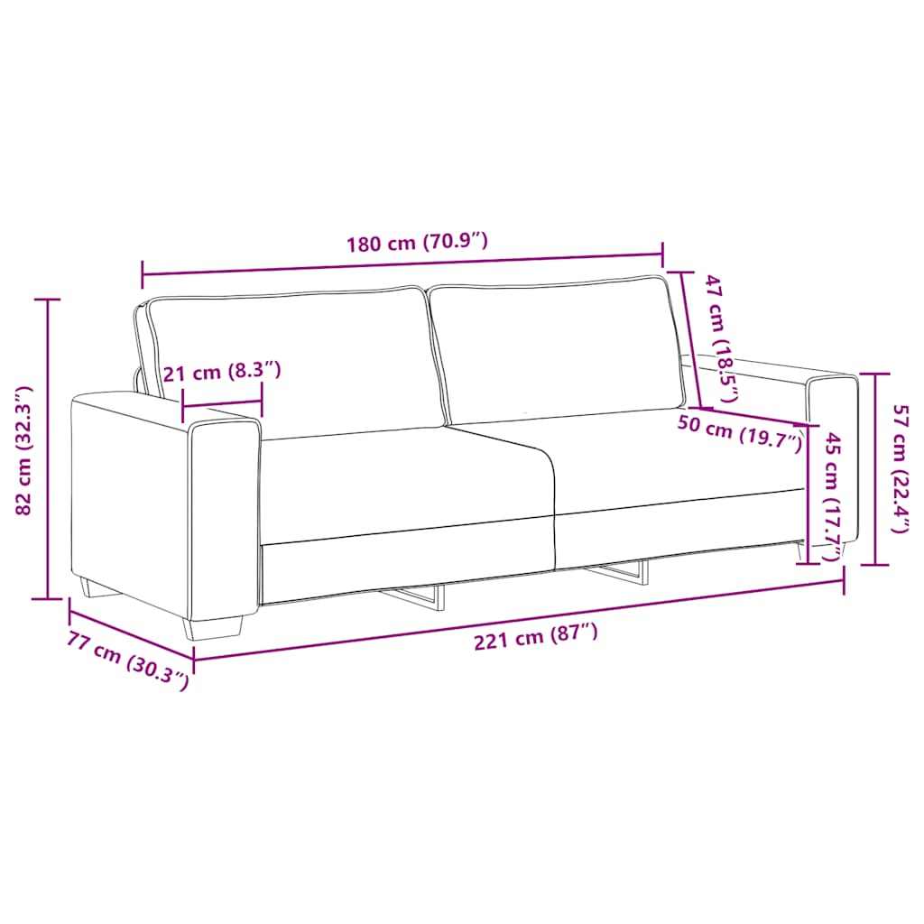 3-Sitzer-Sofa Taupe 220x77x82 cm Stoff