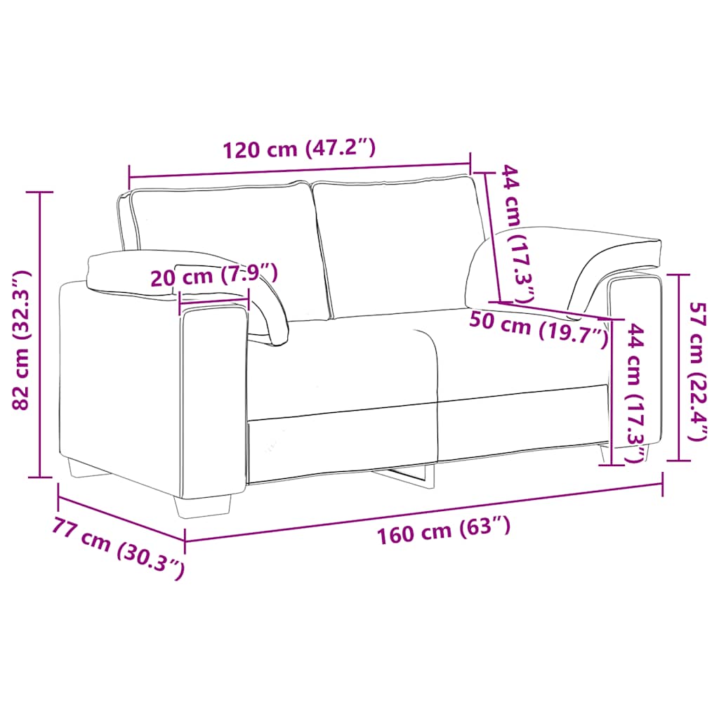 Zweisitzer-Sofa Rosa 160x77x82 cm Samt