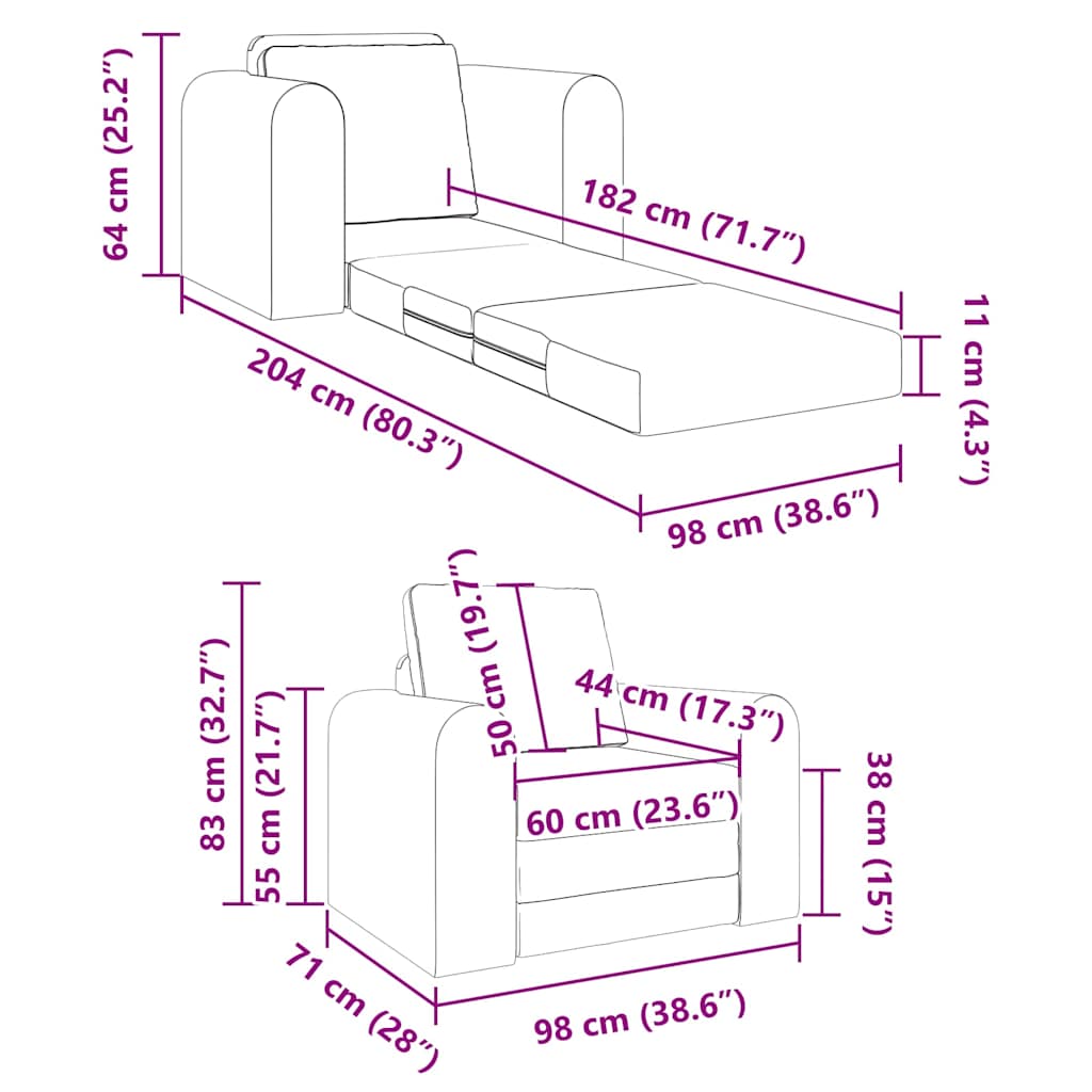 Schlafsofa Schwarz 98 x 71 x 83 cm Samt