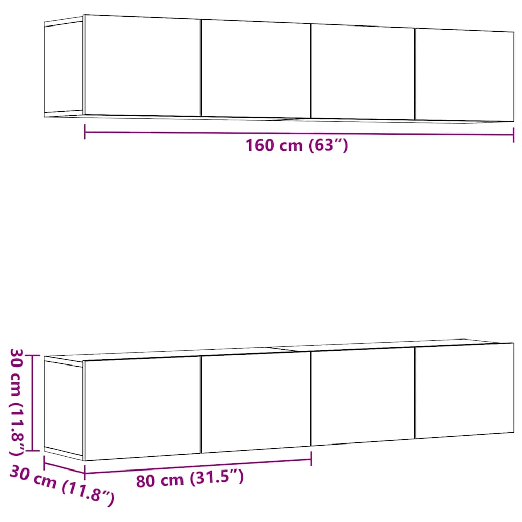 TV-Wandschränke 4 Stk. Artisan-Eiche Holzwerkstoff