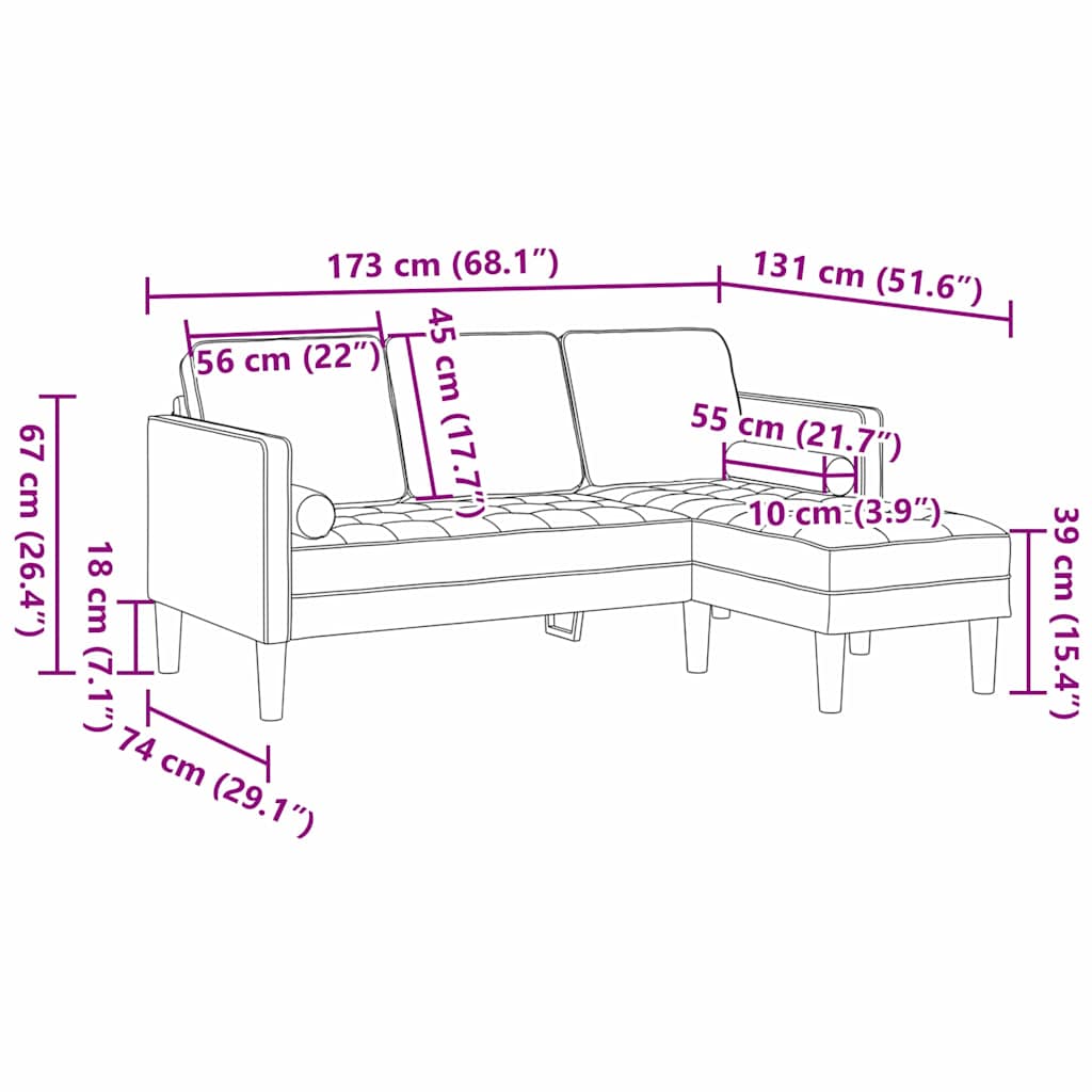 Sofa Set mit Kissen Creme Polyester