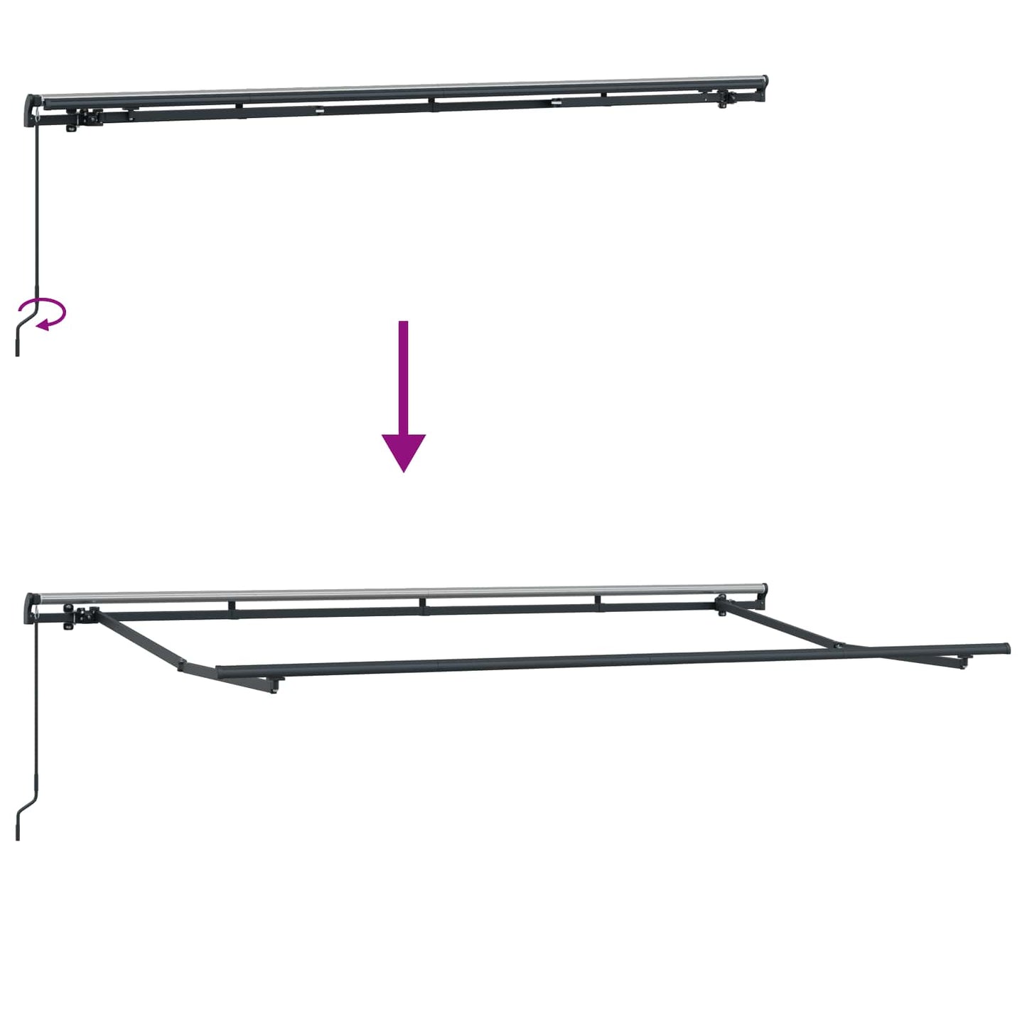 Einziehbare Markise Creme 350 x 200 cm Polyester und Aluminium