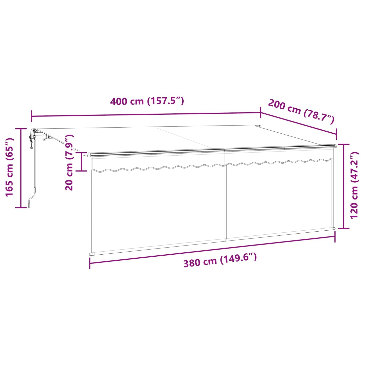 Einziehbare Markise Anthrazit 400 x 200 cm