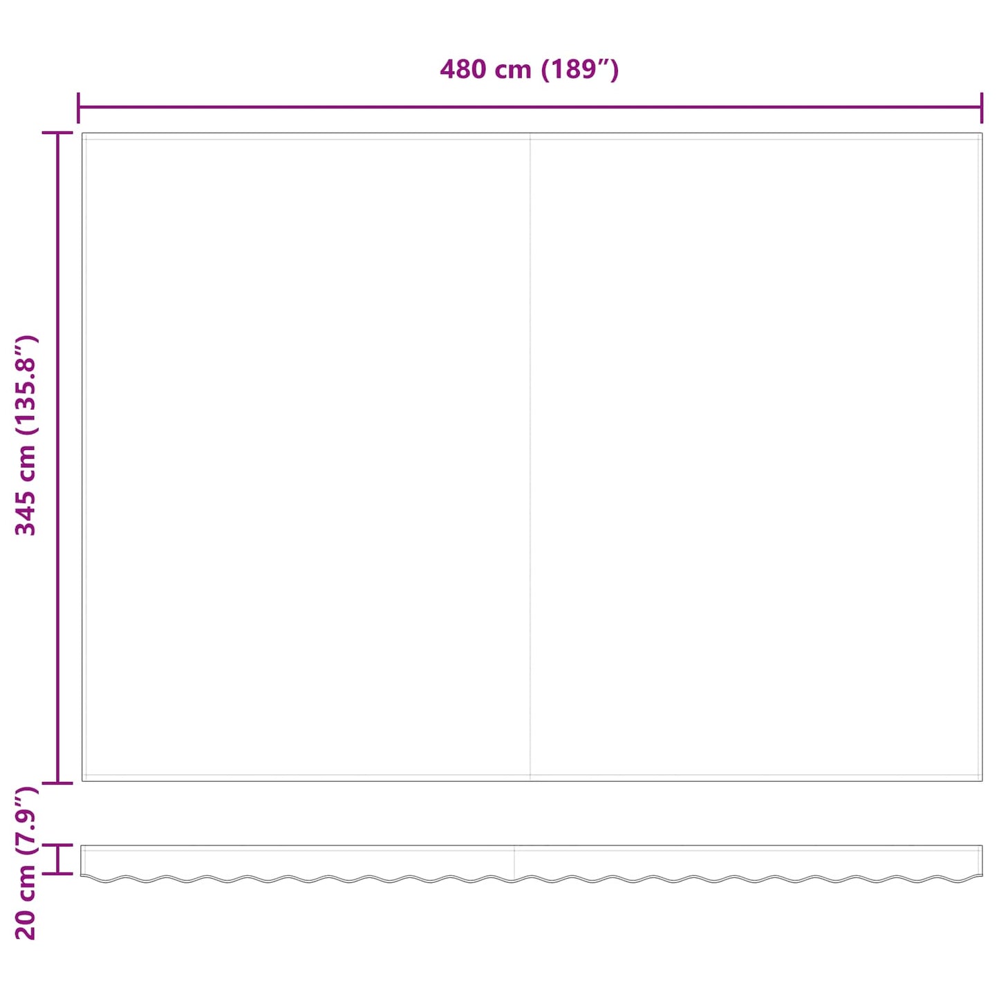 Einziehbare Markise Beige 500 x 350 cm Polyester und Stahl