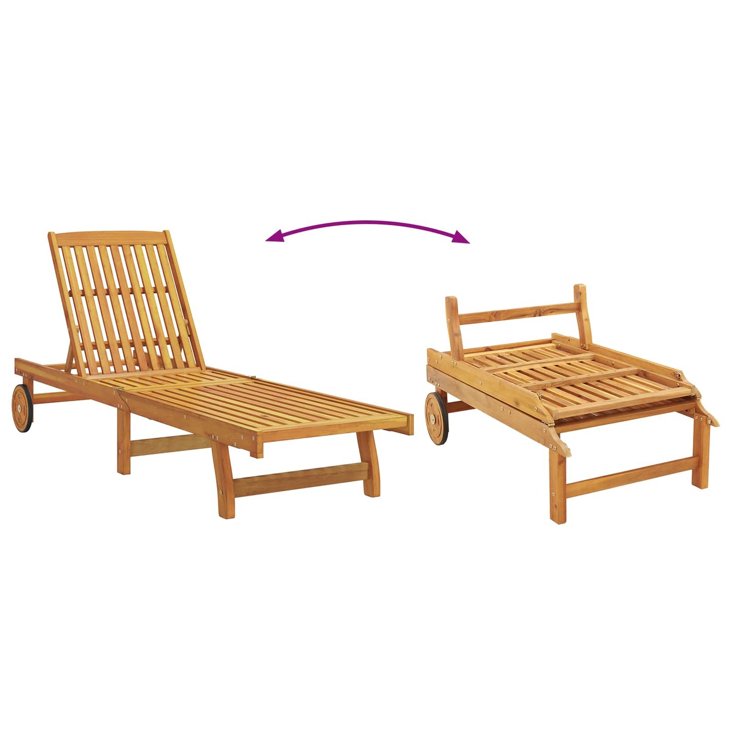 Sonnenliege 1-Person 2 pcs Braun Massivholz Akazie
