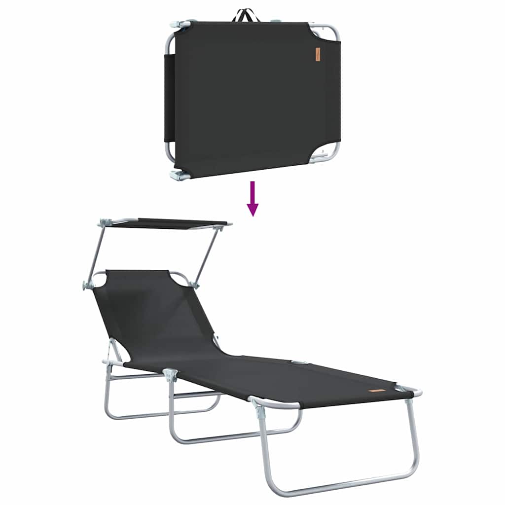 Sonnenliege 2 pcs Schwarz 58 x 188 x 77cm Polyester