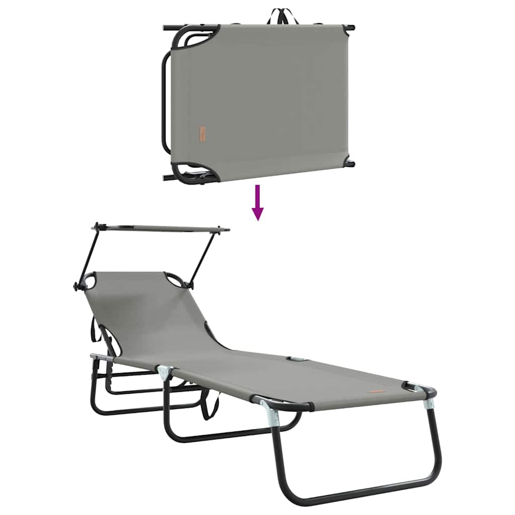 Klappbare Sonnenliege 2 pcs Grau 190 x 57 x 81 cm Oxford