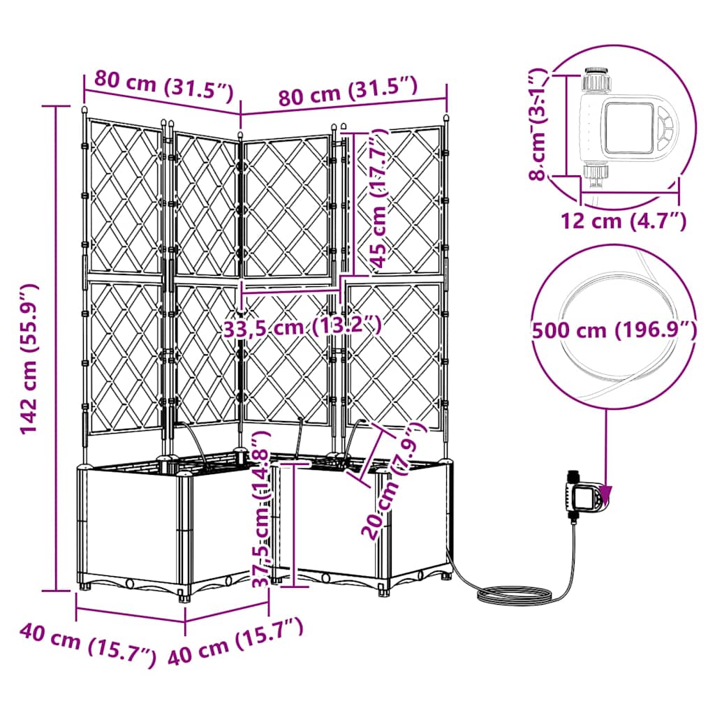 Garten-Pflanzgefäß 3 pcs Braun Kunststoff