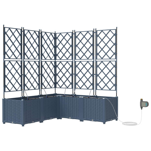 Garten-Pflanzgefäß 3 pcs Grau 80 x 80 x 142 cm Kunststoff