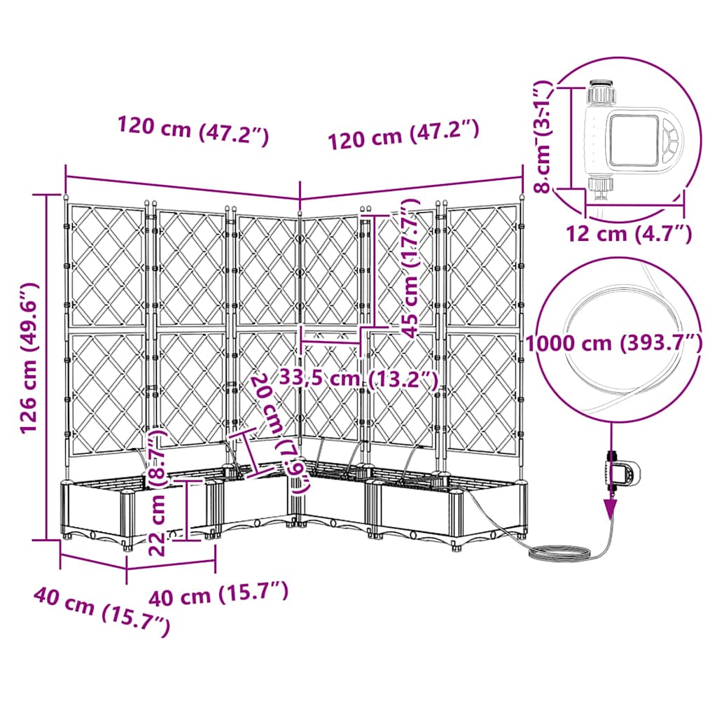 Garten-Pflanzgefäß 5 pcs Weiß Kunststoff