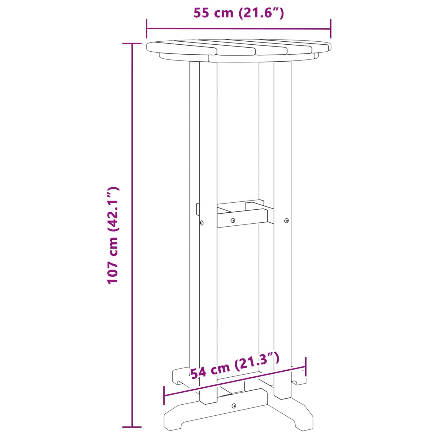Bartisch Weiß 55 x 55 x 107 cm Polyethylen