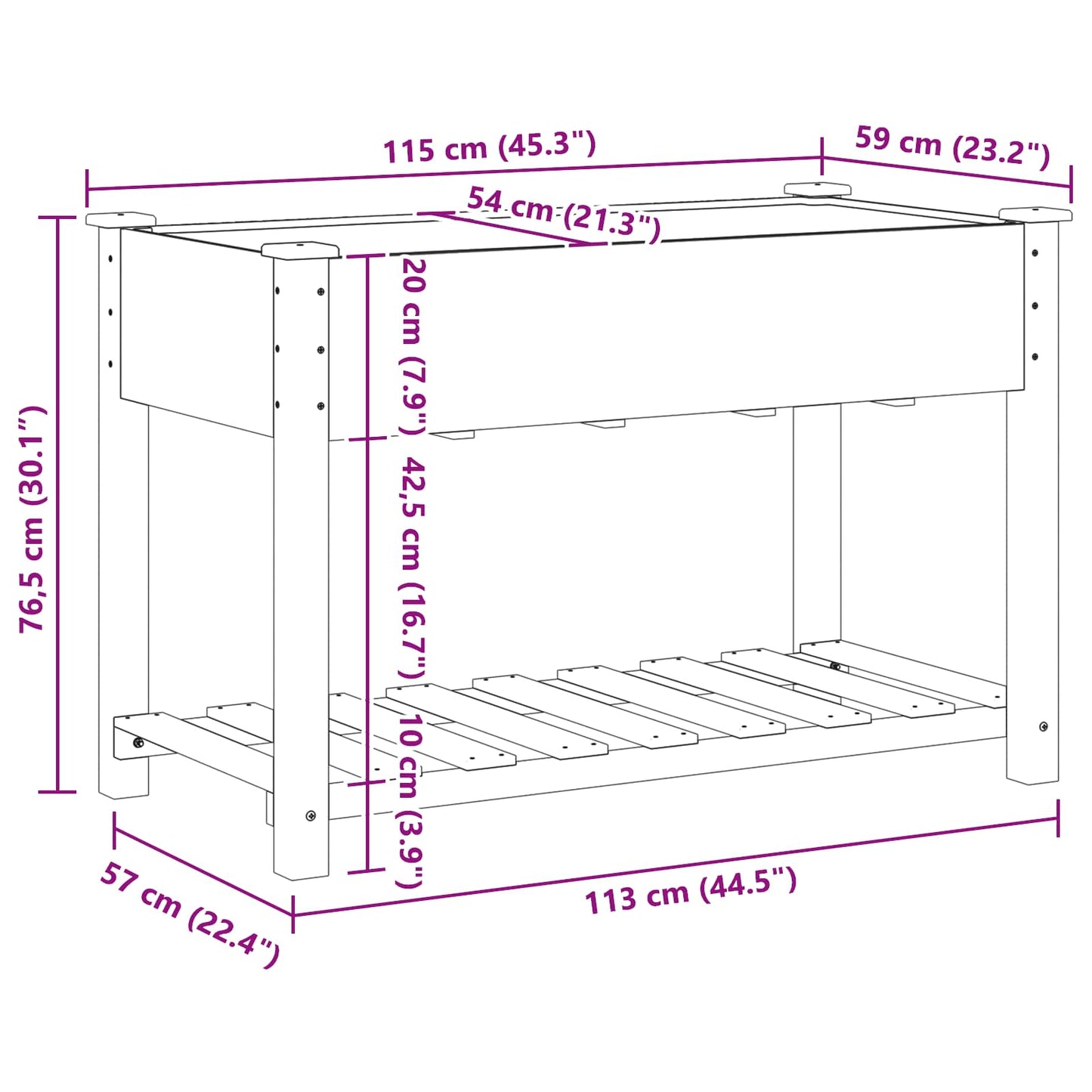 Garten-Pflanzgefäß mit Regal Beige 115 x 59 x 76,5 cm