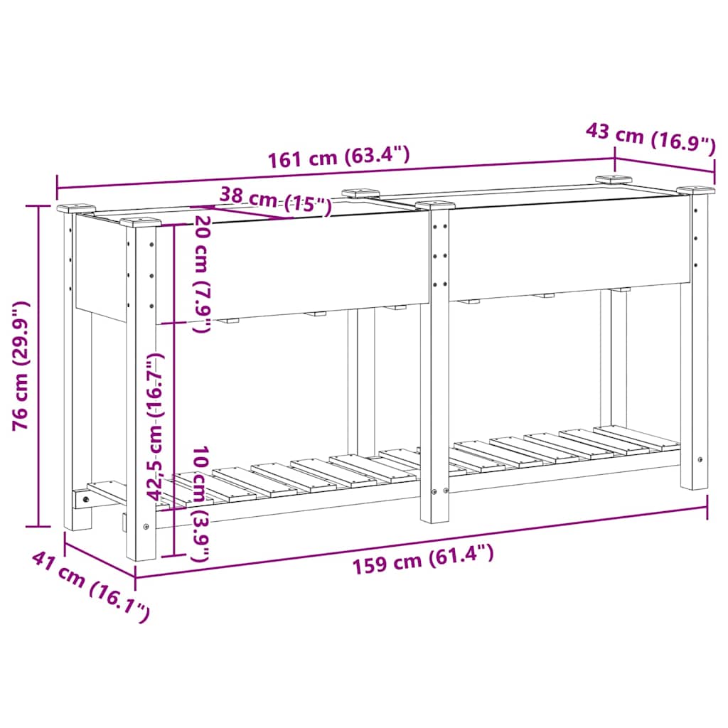 Garten-Pflanzgefäß mit Regal Beige 161 x 43 x 76,5 cm