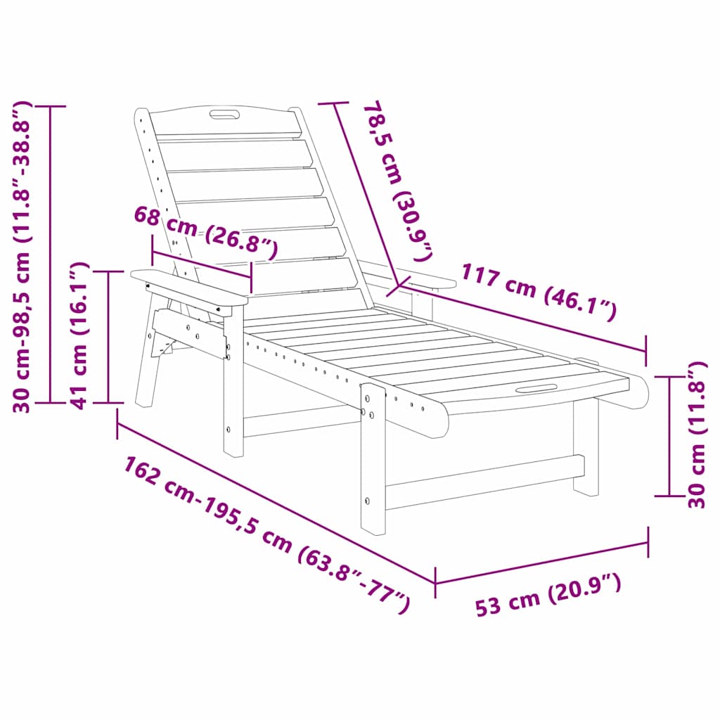 Sonnenliege 2 pcs Marineblau 195,5 x 53 x 98,5 cm Polyethylen