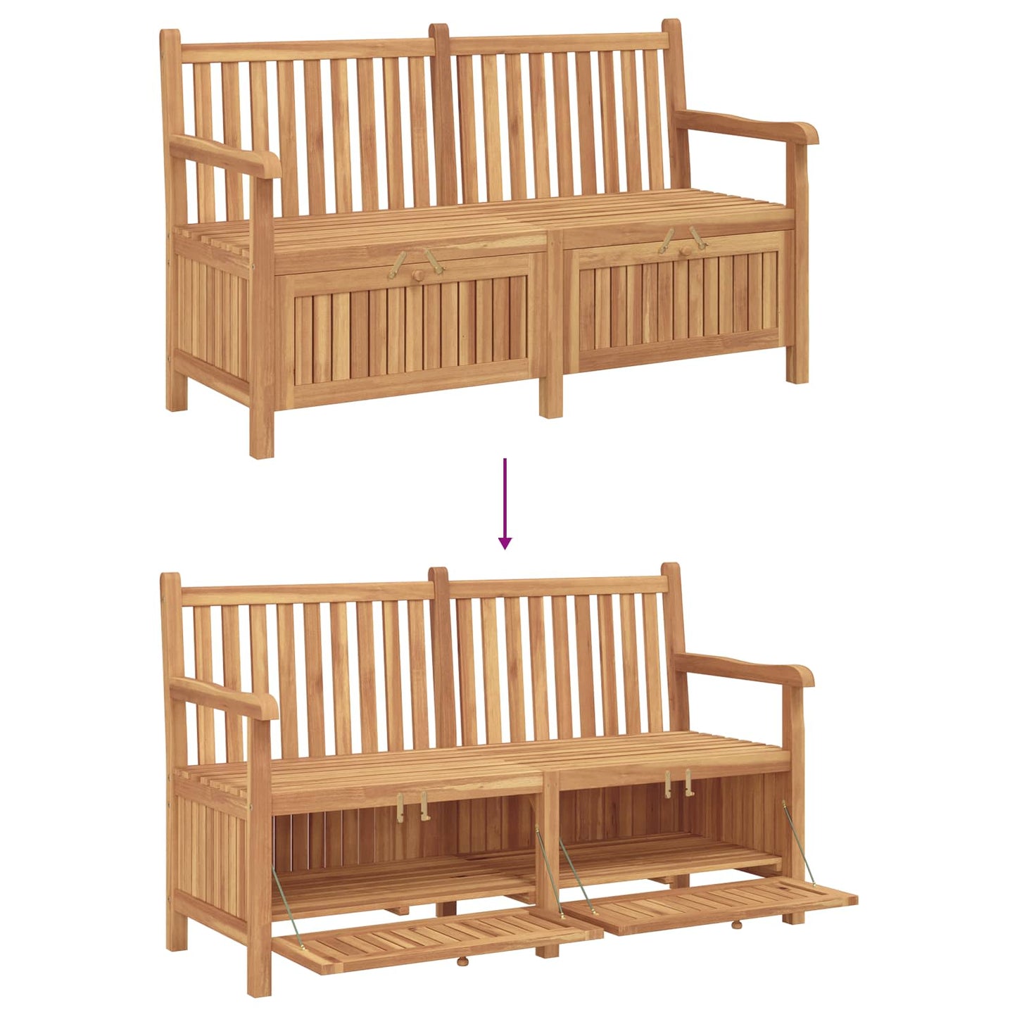 Gartenbank mit Speicher 150 x 60 x 90 cm Massivholz Teak