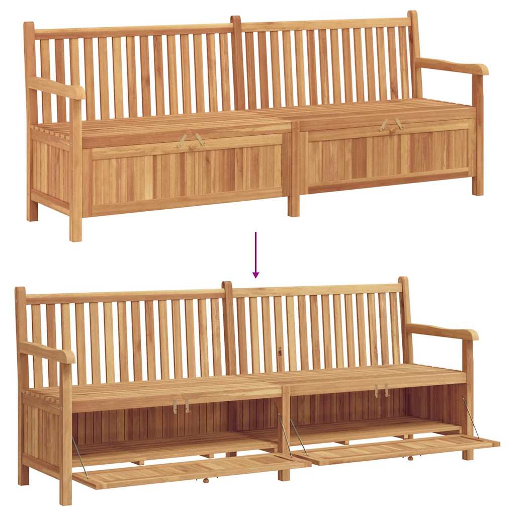 Gartenbank mit Speicher 228 x 60 x 90 cm Massivholz Teak